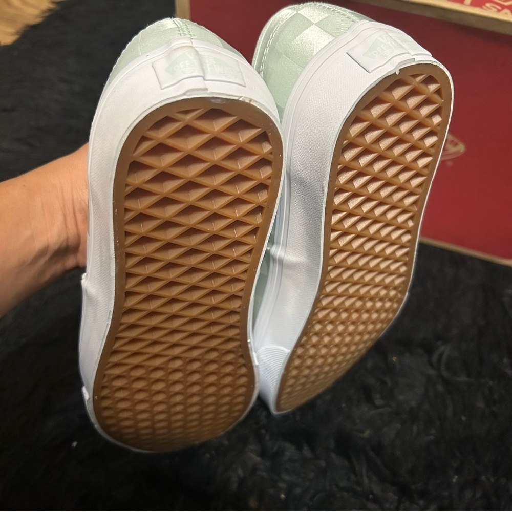 VANS checkerboard green mint lace up low top shoes sneakers women’s 8.5 new - Picture 5 of 7